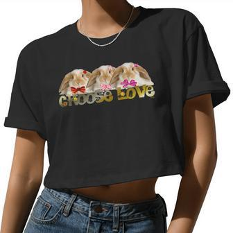Bunny Love WBows And Flowers By Bonnie Vent Women Cropped T-shirt - Monsterry UK