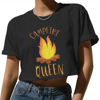 Campfire Queen Outdoor Camping Women Cropped T-shirt - Monsterry