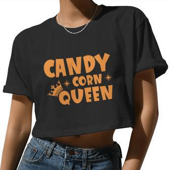 Candy Corn Queen Halloween Quote Women Cropped T-shirt - Monsterry DE