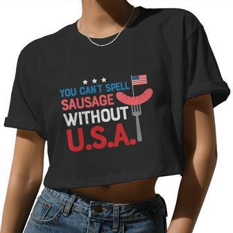 You Cant Spell Sausage Without Usa Plus Size Shirt For Men Women And Family Women Cropped T-shirt - Monsterry DE