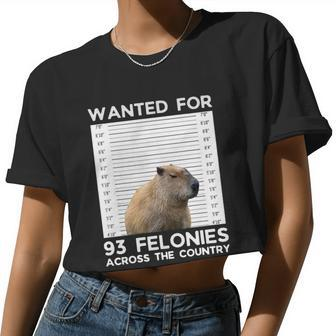 Capybara Mugshot Wanted For 93 Felonies Across The Country Women Cropped T-shirt - Monsterry AU