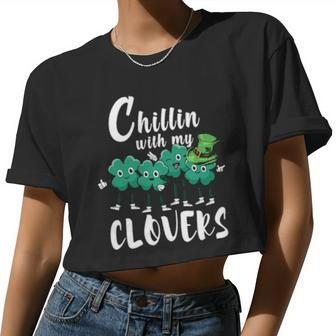 Chillin With My Clovers St Patrick Day Teacher Women Cropped T-shirt - Monsterry UK