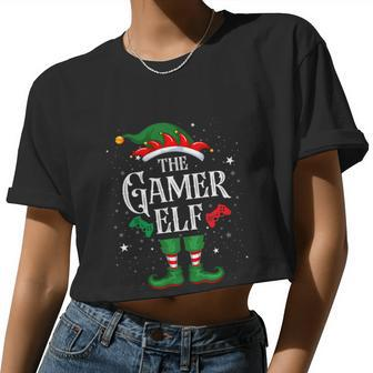 Christmas Gamer Elf Matching Family Group The Gamer Elf Women Cropped T-shirt - Monsterry