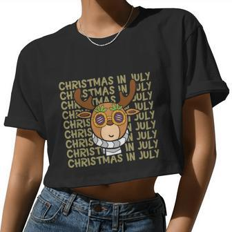 Christmas In July Summer Reindeer Christmas In July Women Cropped T-shirt - Monsterry UK