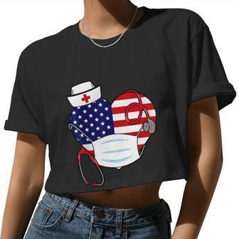 Christmas Nurse America Heart 4Th Of July Of Nurse Fun Women Cropped T-shirt - Monsterry AU