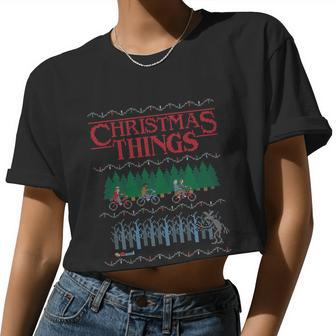Christmas Things Ugly Christmas Sweater Women Cropped T-shirt - Monsterry