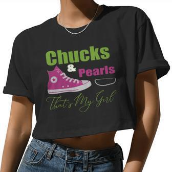 Chucks And Pearls That Is My Girl Women Cropped T-shirt - Monsterry UK