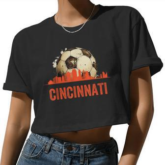Cincinnati Soccer Queen City Skyline Futbol Fan Women Cropped T-shirt - Monsterry CA