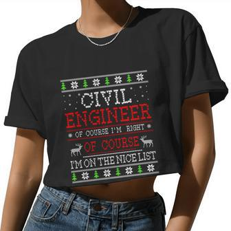 Civil Engineer On The Nice List Ugly Christmas Women Cropped T-shirt - Monsterry