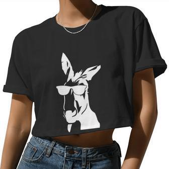 Cool Donkey With Sunglasses For Men Women Kids Boys Girls V3 Women Cropped T-shirt - Monsterry