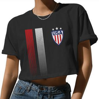 Cool Usa Soccer Jersey Stripes Tshirt Women Cropped T-shirt - Monsterry DE