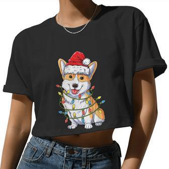Corgi Santa Christmas Tree Lights Xmas Boys Men Corgmas Dog Tshirt Women Cropped T-shirt - Monsterry UK