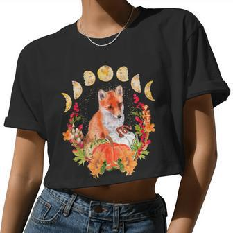 Cottagecore Fox Floral Nature Aesthetic Men Women Graphic Women Cropped T-shirt - Monsterry AU