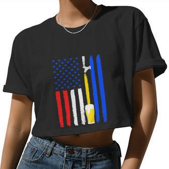 Craft Beer American Flag Usa Patriotic 4Th Of July Women Cropped T-shirt - Monsterry