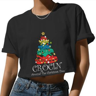 Crocin Around The Christmas Tree Xmas Christmas Pajama Women Cropped T-shirt - Monsterry UK