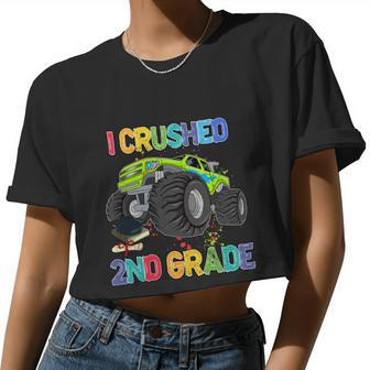 I Crushed 2Nd Grade Monter Truck Back To School Women Cropped T-shirt - Monsterry DE