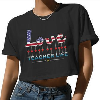Cute School Love Teacher Life Valentines Day Teacher Women Cropped T-shirt - Monsterry CA