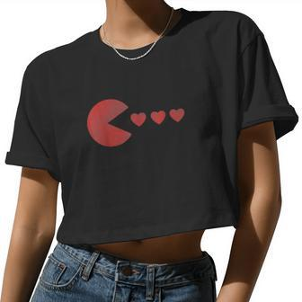 Cute Valentines Day For Girls Boys Gamer Hearts Women Cropped T-shirt - Monsterry DE