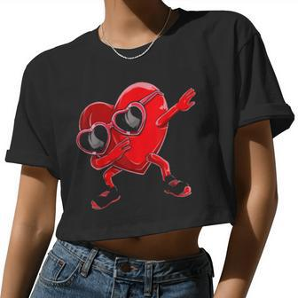 Dabbing Heart Apparel Girls Cute Valentines Day Women Cropped T-shirt - Monsterry UK