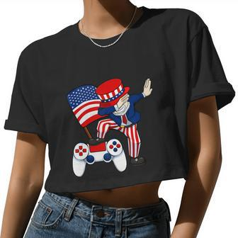 Dabbing Patriotic Gamer 4Th Of July Women Cropped T-shirt - Monsterry CA
