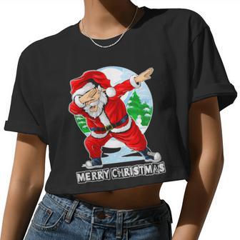 Dabbing Santa Claus And Girls Women Cropped T-shirt - Monsterry UK