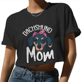 Dachshund Mom Dog Puppy Doggie Pet Animal Lover Doxie Mama Women Cropped T-shirt - Monsterry UK
