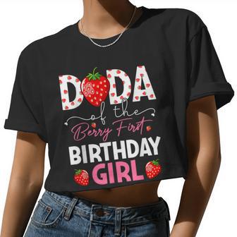 Dada Of The Berry Sweet One Birthday Strawberry Girl Women Cropped T-shirt - Monsterry