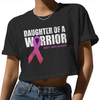 Daughter Of A Warrior Breast Cancer Awareness Supporting Mom Women Cropped T-shirt - Monsterry CA