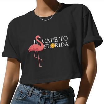 Desantis Escape To Florida Flamingo Orange Women Cropped T-shirt - Monsterry
