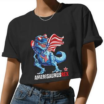 Dinosaur 4Th Of July Amerisaurus Rex Women Cropped T-shirt - Monsterry AU