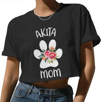 Dog Akita Mom For Women Wife Girlfriend Or Kids Women Cropped T-shirt - Monsterry
