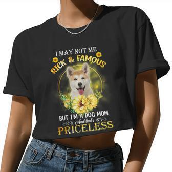 Dog Akita Womens Akita Inu I May Not Be Rich And Famous But Im A Dog Mom Women Cropped T-shirt - Monsterry