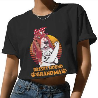 Dog Basset Hound Vintage Bandana Basset Hound Grandma For Dog Mom Women Cropped T-shirt - Monsterry AU