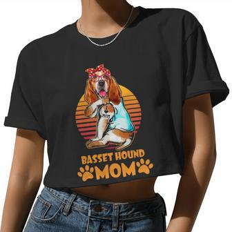 Dog Basset Hound Vintage Bandana Basset Hound Mama For Dog Mom Women Cropped T-shirt - Monsterry