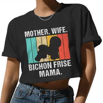 Dog Bichon Frise Mother Wife Bichon Frise Mama Retro Vintage Bichon Frise Women Cropped T-shirt - Monsterry UK