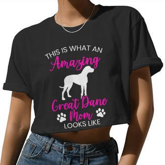 Dog Breed Dog Mom Animal Great Dane Mom Women Cropped T-shirt - Monsterry