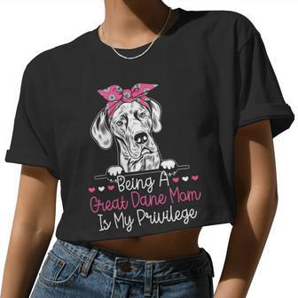Dog Breeder Animal Mom Great Dane Mom Women Cropped T-shirt - Monsterry