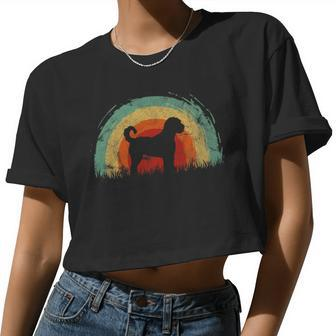Dog Goldendoodle Retro Goldendoodle Vintage Rainbow Dog Men Women Women Cropped T-shirt - Monsterry