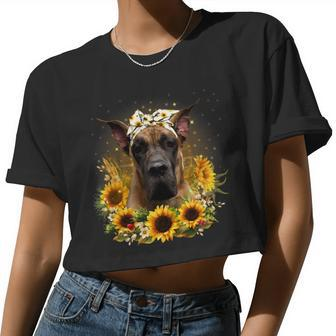 Dog Great Dane Sunflower Great Dane Dog For Women 1 Women Cropped T-shirt - Monsterry CA