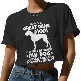 Dog Mom Dog Breeder Mom Great Dane Mom Women Cropped T-shirt - Monsterry