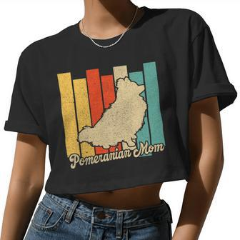 Dog Pomeranian Mom Vintage Retro Dog Mama Women Cropped T-shirt - Monsterry DE
