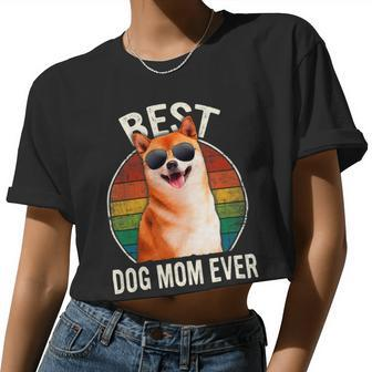 Dog Shiba Inu Womens Women Best Shiba Inu Dog Mom Ever Women Cropped T-shirt - Monsterry AU