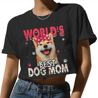 Dog Shiba Inu Womens Worlds Best Shiba Inu Dog Mom Women Cropped T-shirt - Monsterry CA