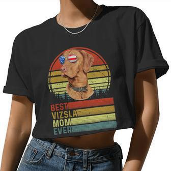 Dog Vintage Best Vizsla Mom Ever Mother Day Puppy Dog Mom Women Cropped T-shirt - Monsterry UK