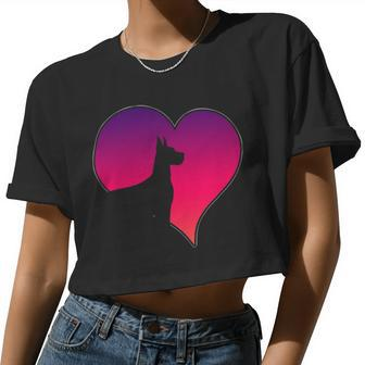 Dogs Great Dane Dog Pink Heart Love For Women Women Cropped T-shirt - Monsterry