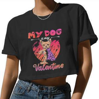 My Dogs Is My I Love Mom Valentine Women Cropped T-shirt - Monsterry