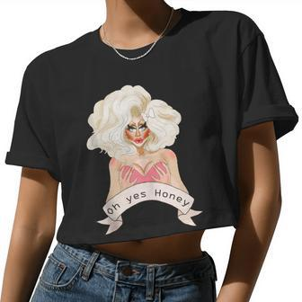 Drag Queen Doll Face Oh Yes Honey Women Cropped T-shirt - Monsterry CA