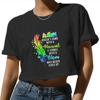 Dy Autism Mom Puzzle Feather Autism Mom Sayings Women Cropped T-shirt - Monsterry