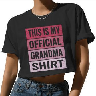 Dy This Is My Official Grandma Pregnancy Annoucement Women Cropped T-shirt - Monsterry AU