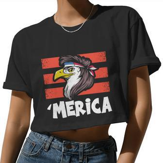 Eagle Mullet 4Th Of July 2021 Usa American Flag Merica Cool Women Cropped T-shirt - Monsterry UK